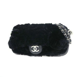 Chanel fur single flap double chain bag